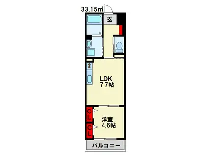 ブライトシリカ(1DK/2階)の間取り写真