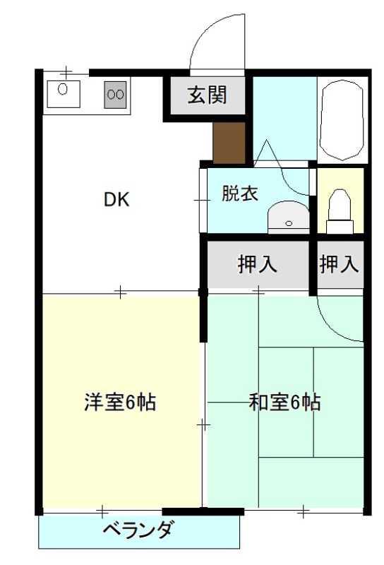 フレグランス壱番館(2DK/2階)の間取り写真