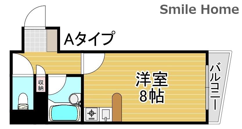 シャトレーヌ北島(1K/1階)の間取り写真