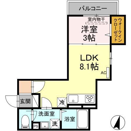 エクシード・ポメロ(1LDK/2階)の間取り写真