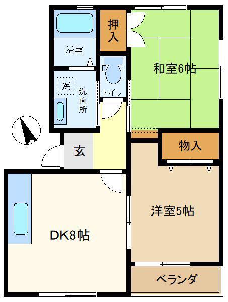 ハイツヴェルミーIIB(2DK/2階)の間取り写真