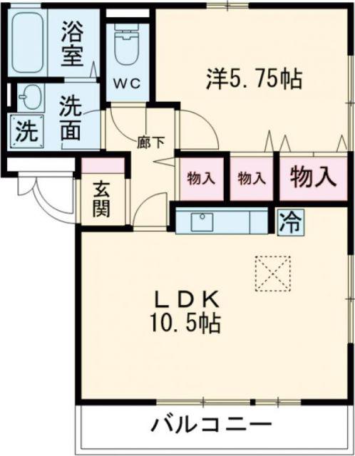 ポールカルチェ(1LDK/1階)の間取り写真