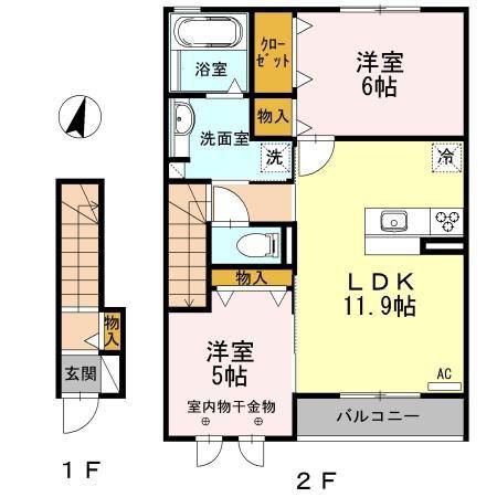 アネシス(2LDK/2階)の間取り写真