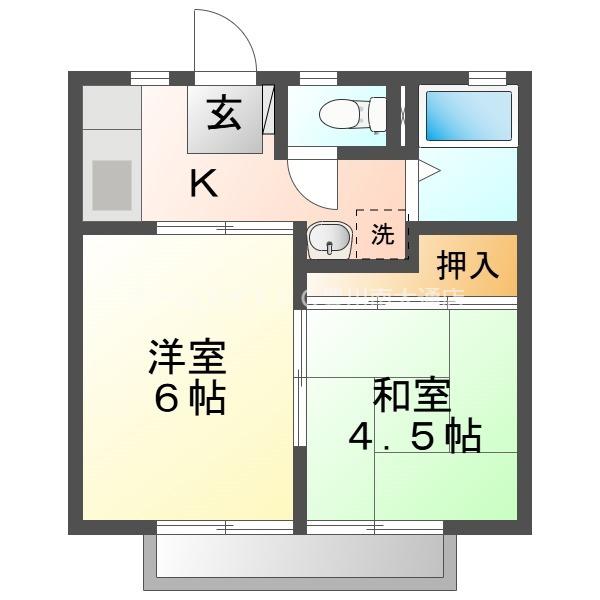 ライブ南瓦153(2K/1階)の間取り写真