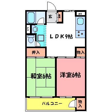 伊藤ビル(2LDK/4階)の間取り写真