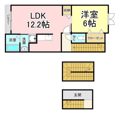 フレシール黒崎(1LDK/3階)の間取り写真