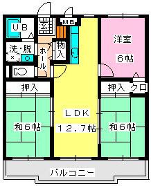 ロイヤルハイツ博多南(3LDK/3階)の間取り写真