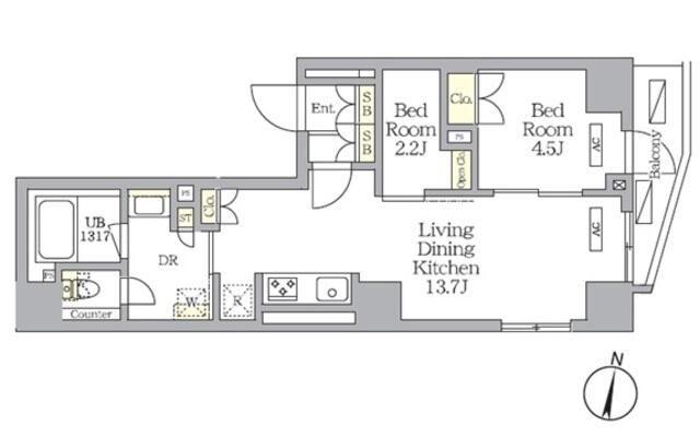 NOGATA RESIDENCE(2LDK/1階)の間取り写真