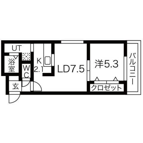 タカライーストプレイス(1LDK/3階)の間取り写真