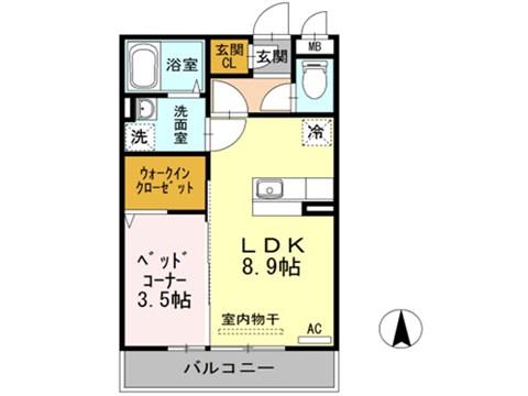 アルトベージョ(1LDK/2階)の間取り写真