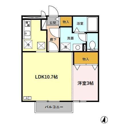 グランメールT(1LDK/1階)の間取り写真