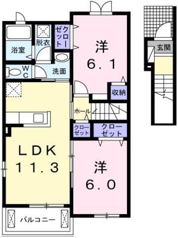 シエル・エトワレIII(2LDK/2階)の間取り写真