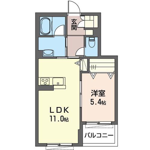 グラン・レーヴェB(1LDK/2階)の間取り写真