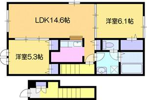 ドリーム江別I(2LDK/2階)の間取り写真