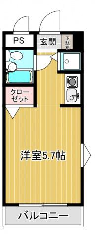 ジョイフル武蔵小杉(ワンルーム/2階)の間取り写真