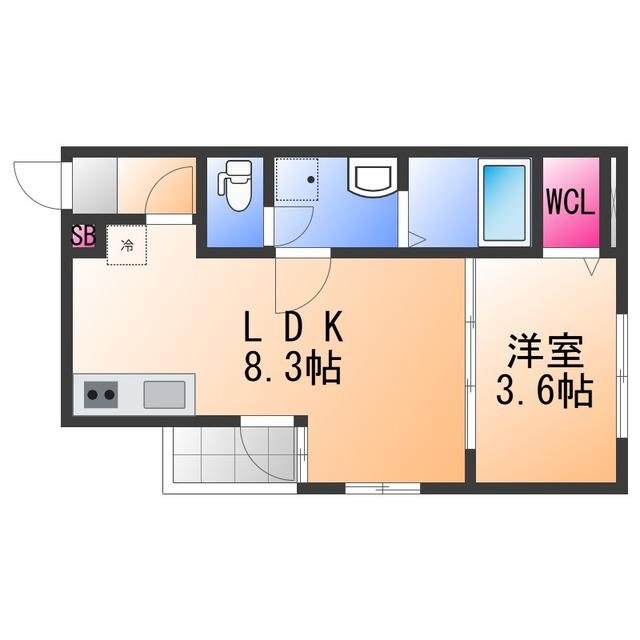 ALEGRIA北助松サウス(1LDK/1階)の間取り写真
