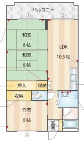 第5三城ハイツ(3LDK/3階)の間取り写真