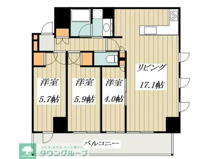 アトラス豊田(3LDK/12階)の間取り写真
