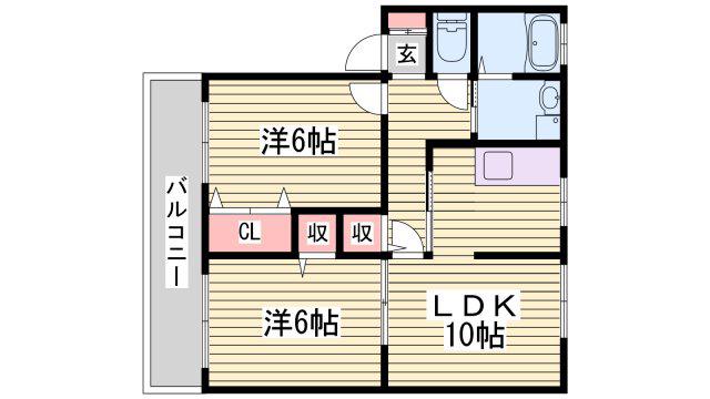 ソレジオ片浜(2LDK/2階)の間取り写真