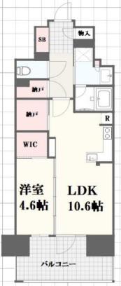 レーベン姫路本町(1SLDK/4階)の間取り写真