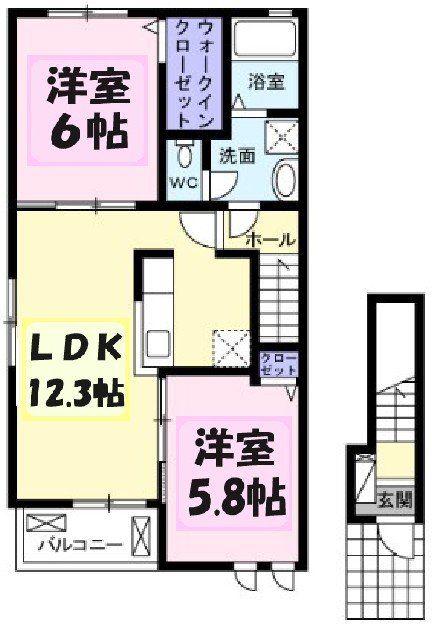 サニー レジデンス(1LDK/2階)の間取り写真