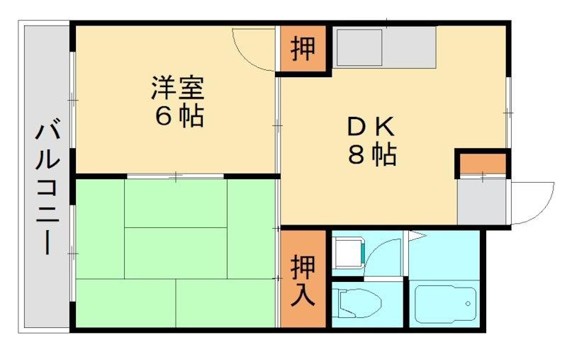 メモリープラザ吉塚(2DK/4階)の間取り写真