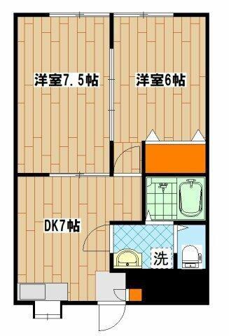 ビューハイム・コヤナギ・岡村(2DK/1階)の間取り写真