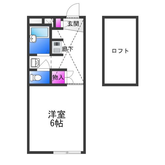 レオパレス千ーSENーII(1K/2階)の間取り写真