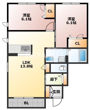 コンフォーザ(2LDK/1階)の間取り写真