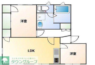 グリーンガーデンフジA(2LDK/2階)の間取り写真