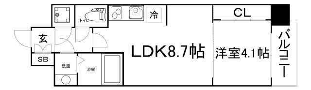 SERENITE本町エコート(1LDK/8階)の間取り写真