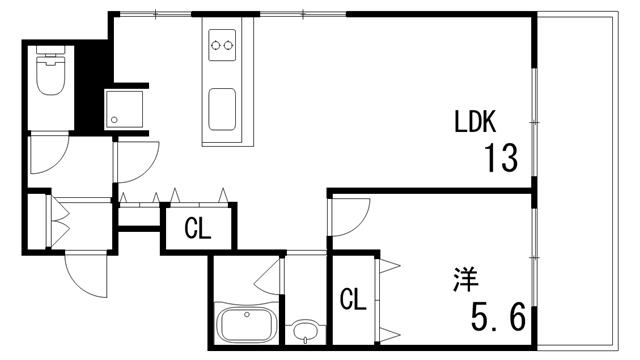 サンヴィラ魚崎(1LDK/1階)の間取り写真