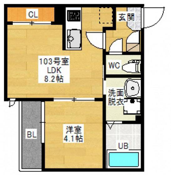 GRANDTIC光南(1LDK/1階)の間取り写真