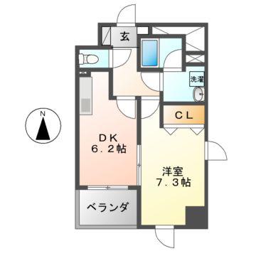 ディアコート白川(1DK/9階)の間取り写真
