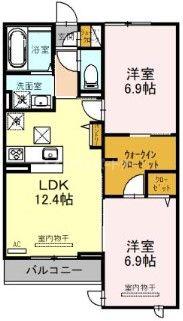 ボヌール四季VIII(2LDK/1階)の間取り写真