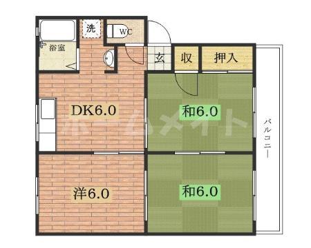 セジュール小柳I(3DK/2階)の間取り写真