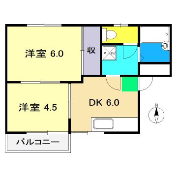 コーポ寺岡(2DK/2階)の間取り写真