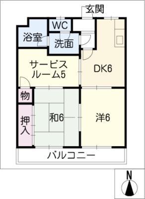 グリーンビレッジ(2SDK/2階)の間取り写真