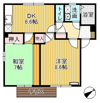 フレグランス小幡(2DK/1階)の間取り写真