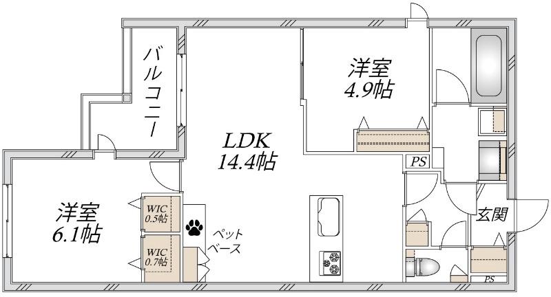 ヘーベルメゾン アトル(2LDK/3階)の間取り写真