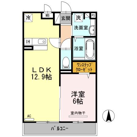 D-ROOMフェニックス武庫川東(1LDK/3階)の間取り写真