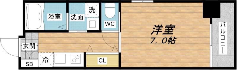 アネスト谷町(1K/6階)の間取り写真