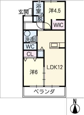 ARK本郷(2LDK/1階)の間取り写真