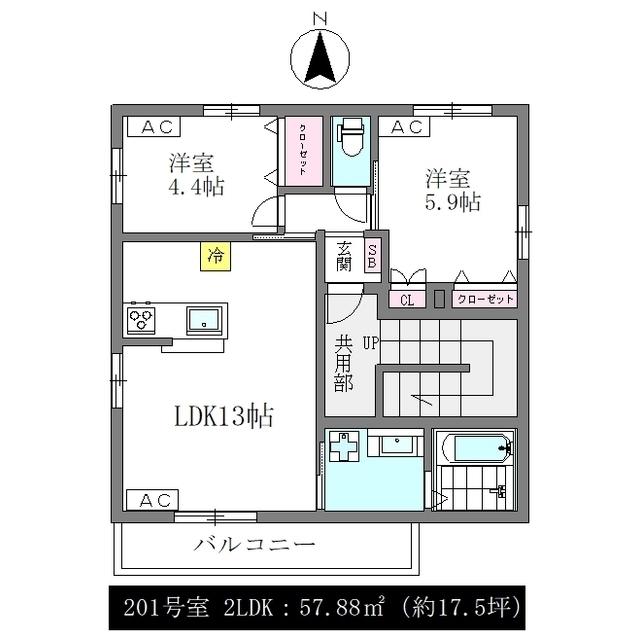 ヘーベル中野(2LDK/2階)の間取り写真