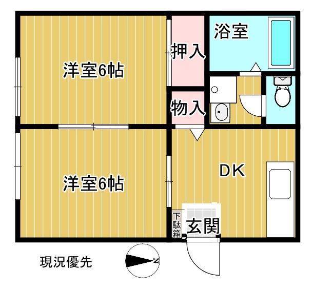 カーサMK(2DK/2階)の間取り写真