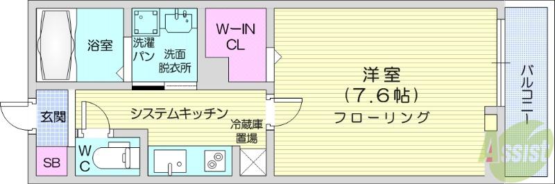 クラールⅡ(1K/1階)の間取り写真