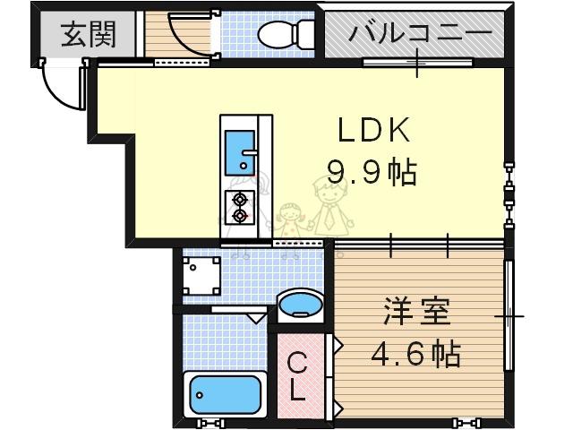 MAIKAI TEZUKAYAMA(1LDK/2階)の間取り写真
