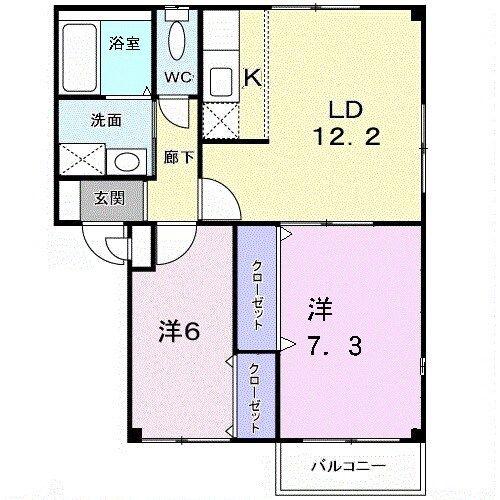 ファミーユ津久野(2LDK/2階)の間取り写真