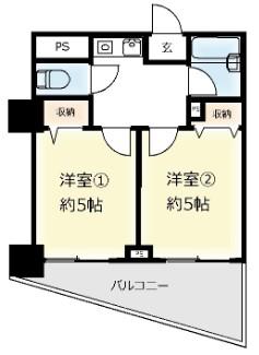 木川東エクセルハイツ(2K/4階)の間取り写真