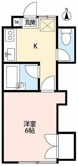 ベルメゾン(1K/2階)の間取り写真